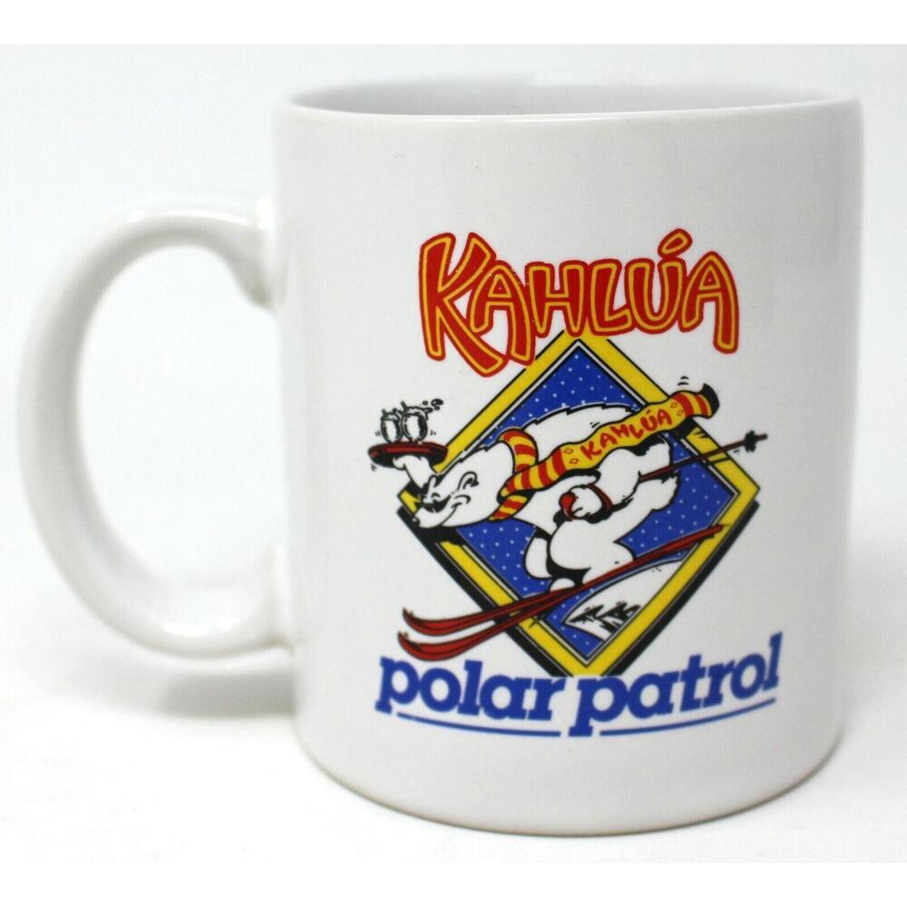 Kahlua Polar Patrol Bear 1980s Vintage White Coffee Mug Tea Cup